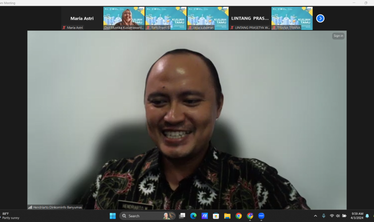 Kuliah Tamu: Implementasi Smartcity Framework di Kabupaten Banyumas oleh Bapak Hendiarto Wiguna, ST.,MAP.,MA.